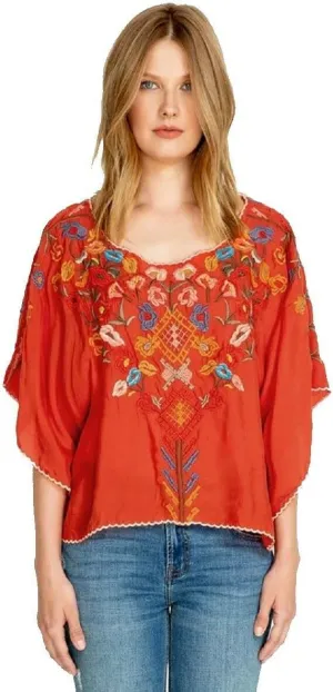 Johnny Was Lombriga Cupra Blouse - B14619-5 (Small, Lava)