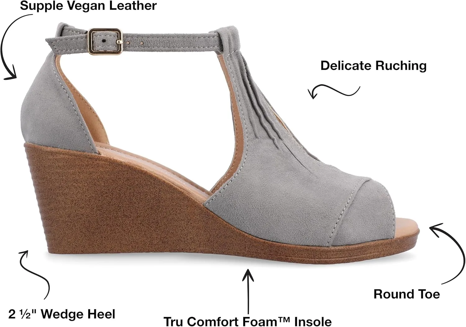 Journee Women's Stacked Wedge Heeled Sandal
