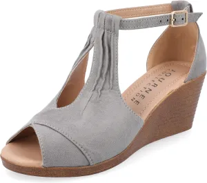 Journee Women's Stacked Wedge Heeled Sandal