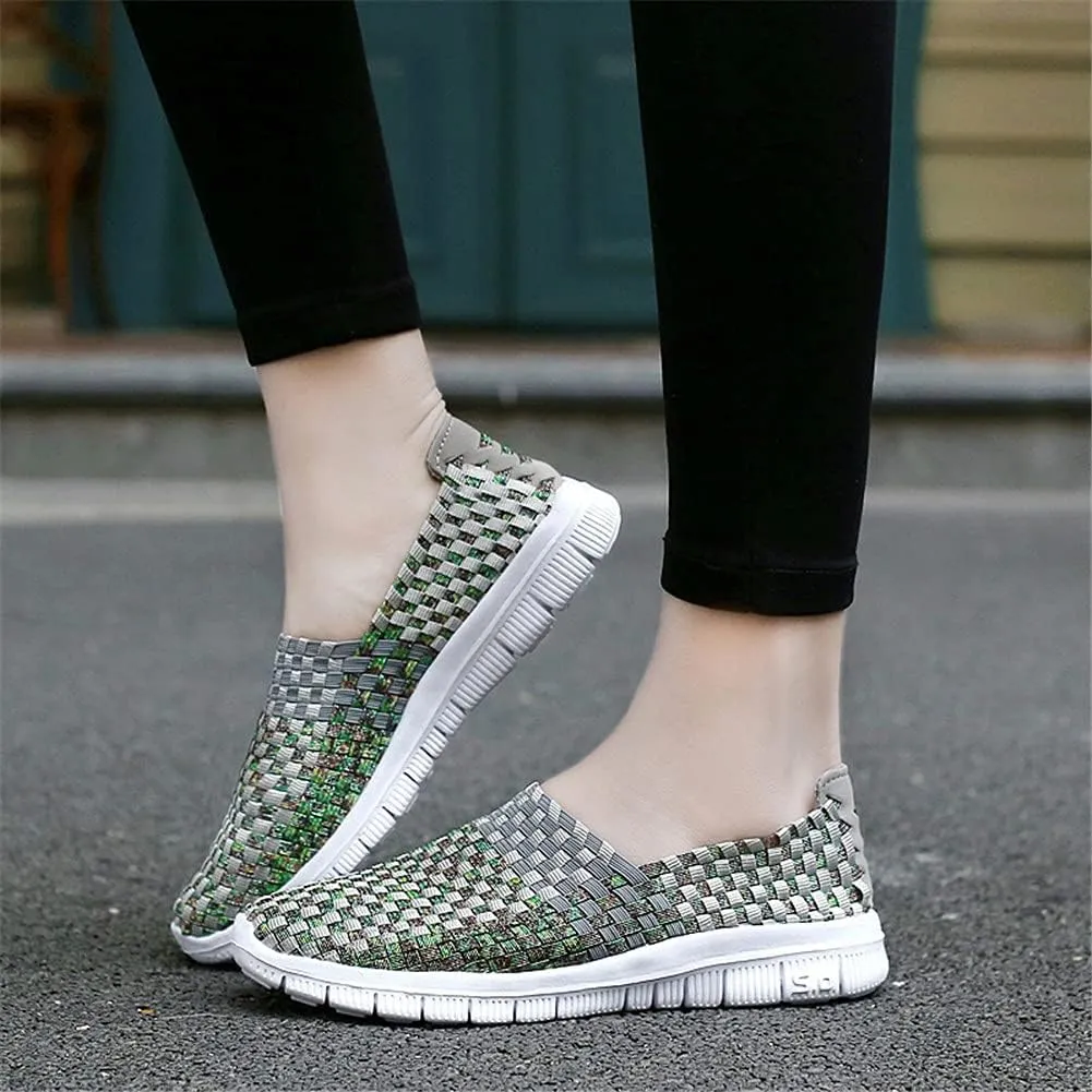 JOYVIP Womens Multicolor Woven Elastic Shoes Handmade Slip On Sneakers Flat Sandals