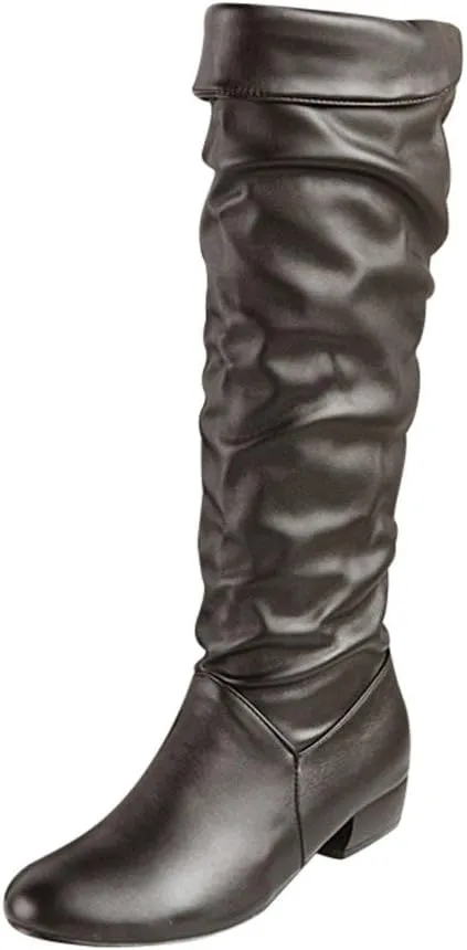 Knee High Boots Flat Leather Women White Winter Snow Boots Fur Lined Warm Ankle Tall Black Western Boots Wide Calf Tall Black Dress Boots Wide Calf Heeled Brown Boots Knee Length