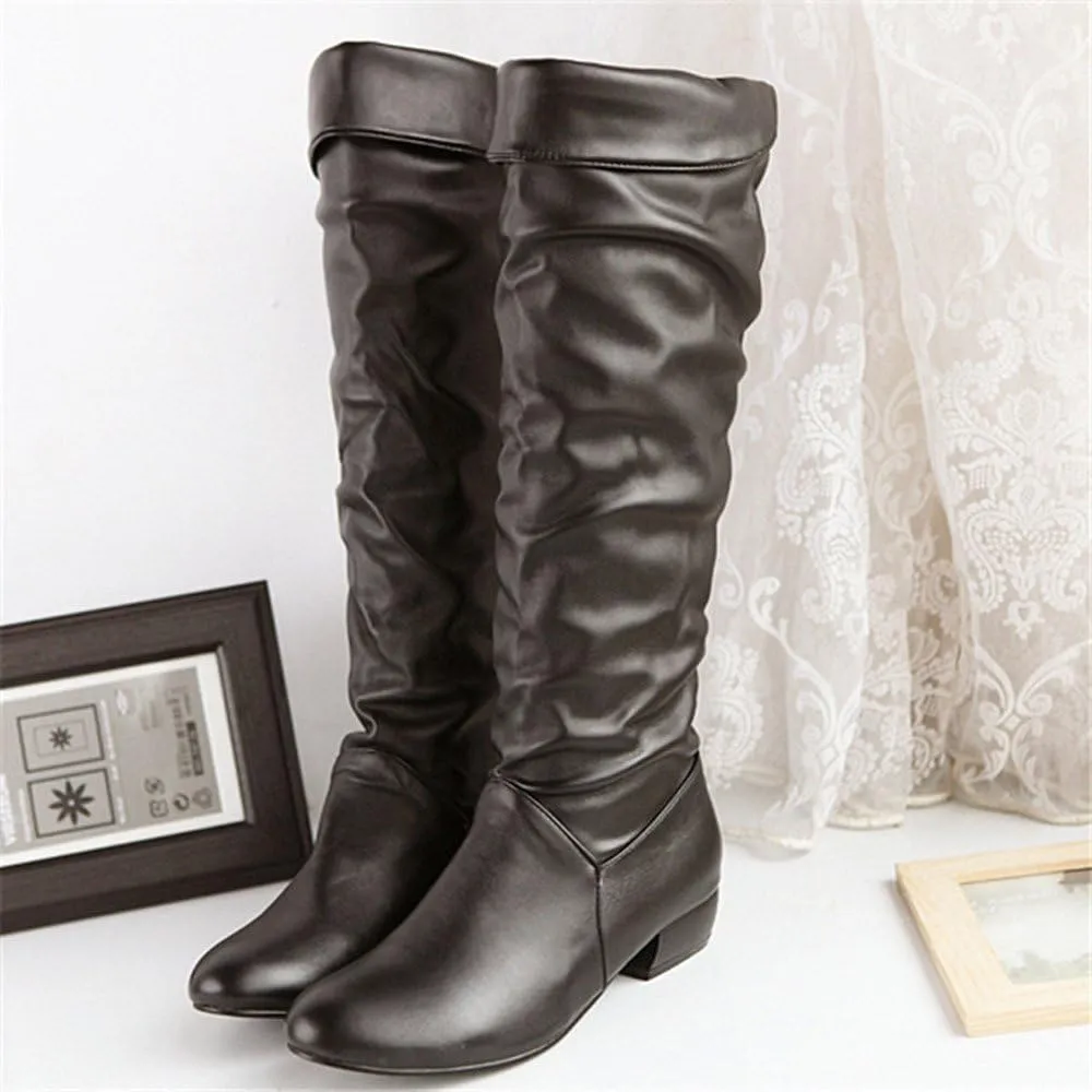 Knee High Boots Flat Leather Women White Winter Snow Boots Fur Lined Warm Ankle Tall Black Western Boots Wide Calf Tall Black Dress Boots Wide Calf Heeled Brown Boots Knee Length