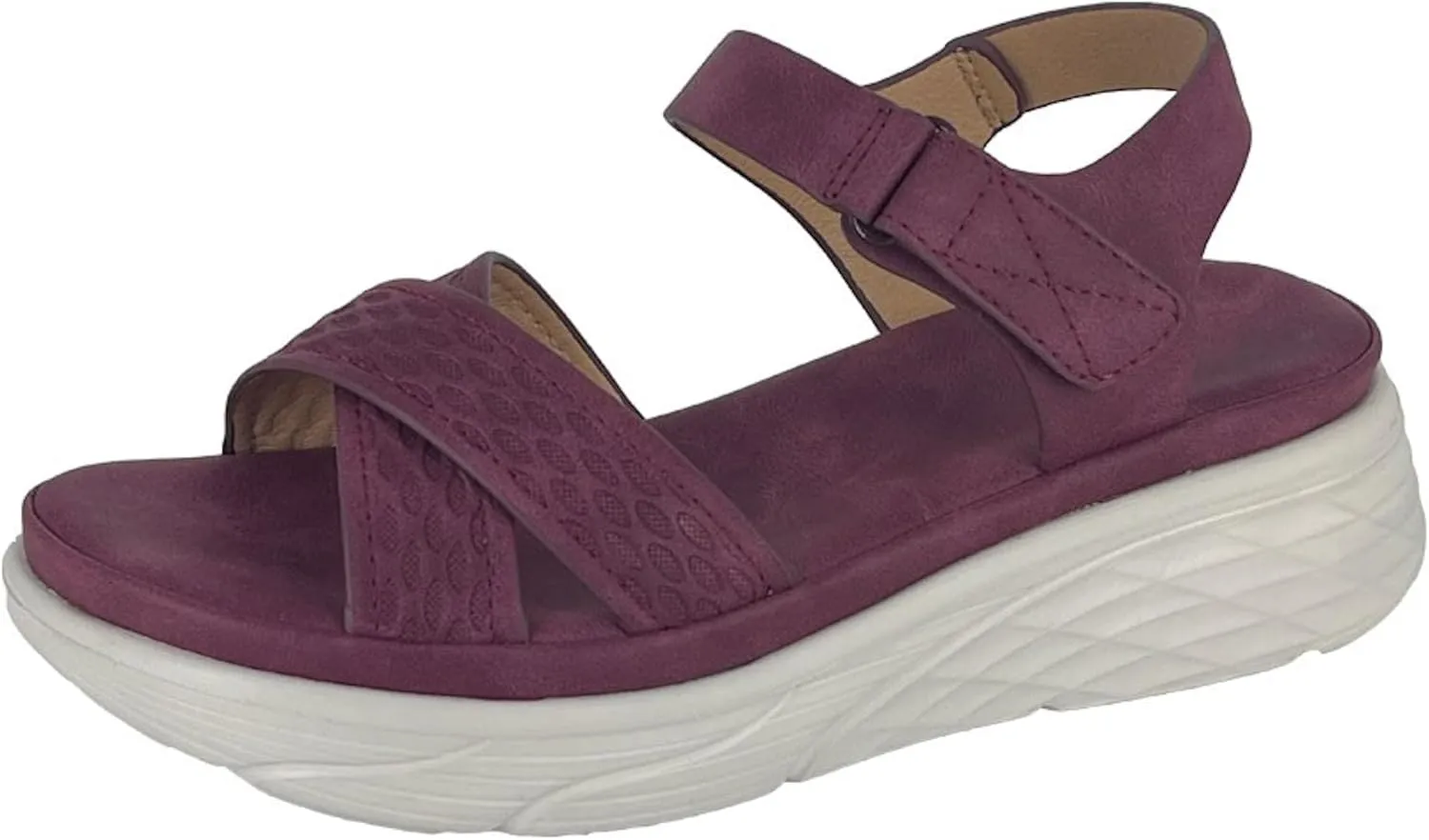 L291 KATIA Womens Cross Over Wedge Touch Fastening Sandal