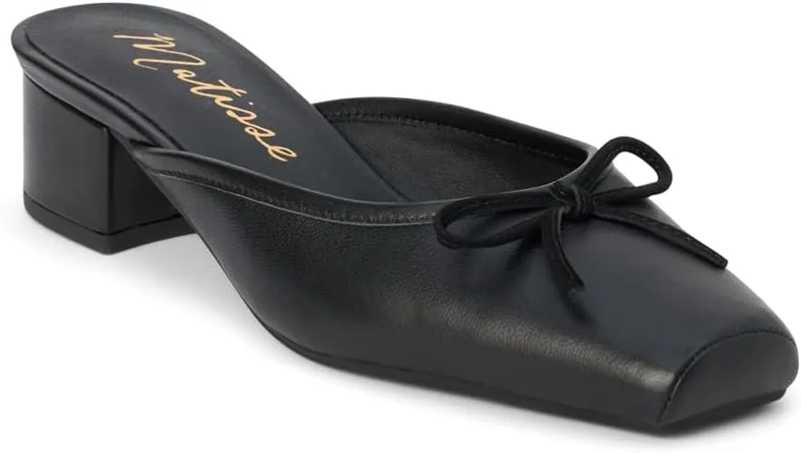 Matisse Womens Basilio Square Toe Block Mules Dress Casual Low Heel 1-2" - Black