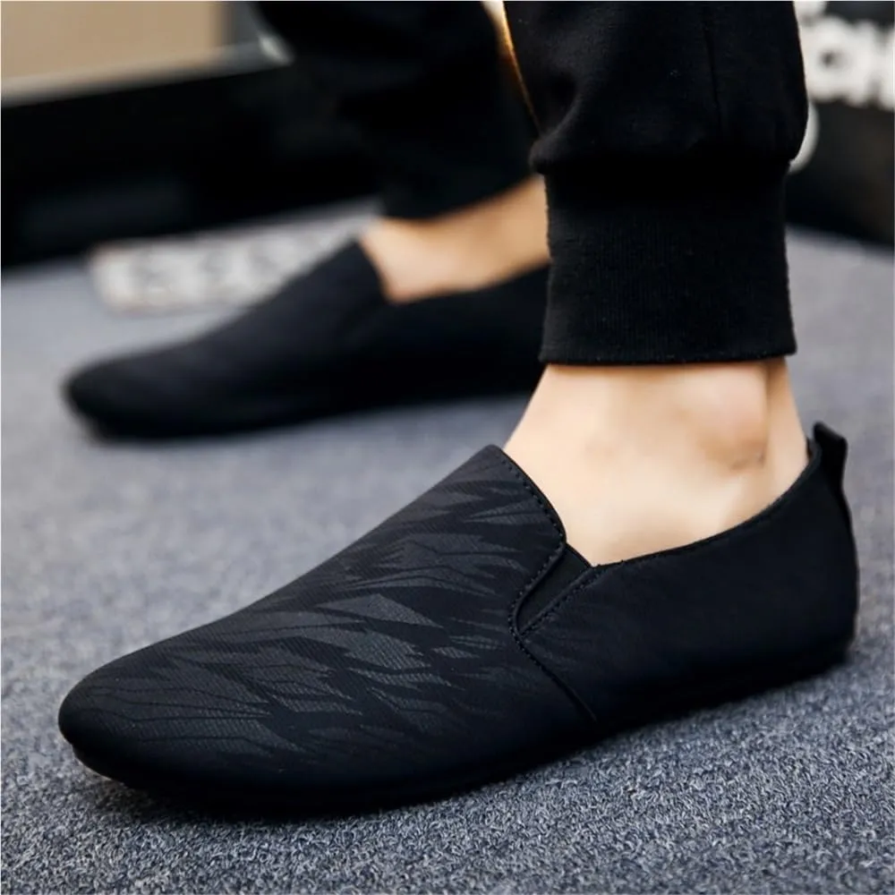 Mens Venetian Loafers Shoes Solid Color Simple Cloth Flat Heel Anti-Slip Flexible Fashion Outdoor Slip-ons