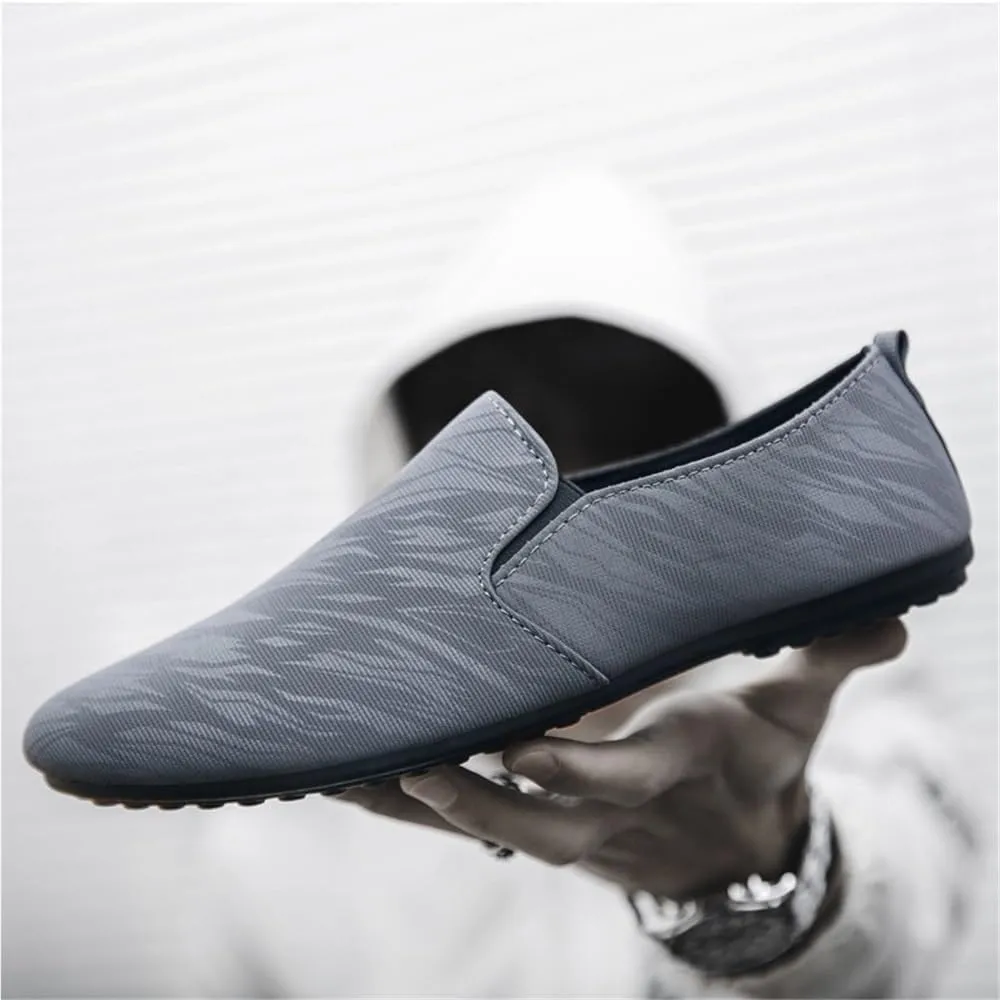 Mens Venetian Loafers Shoes Solid Color Simple Cloth Flat Heel Anti-Slip Flexible Fashion Outdoor Slip-ons