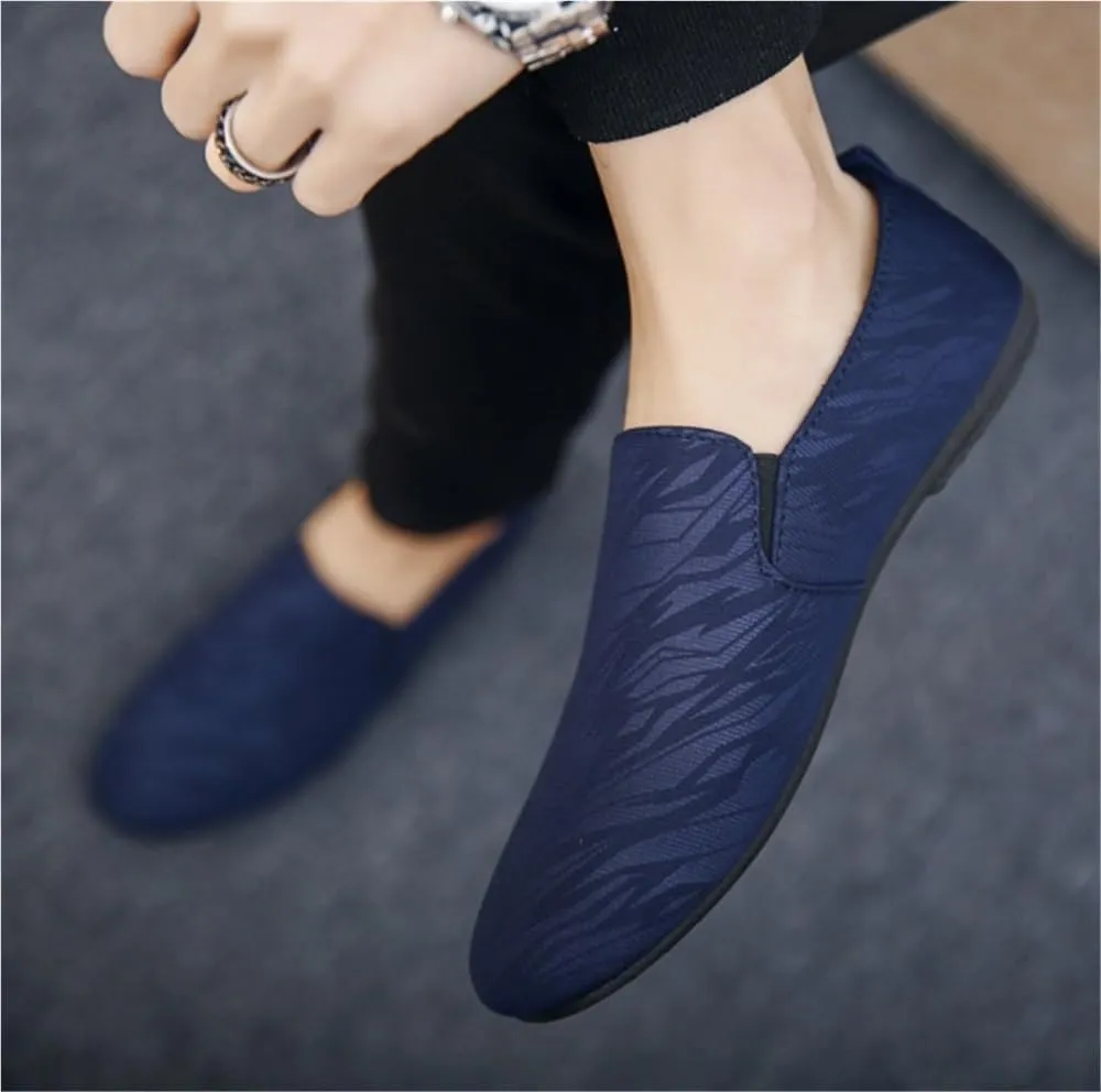Mens Venetian Loafers Shoes Solid Color Simple Cloth Flat Heel Anti-Slip Flexible Fashion Outdoor Slip-ons