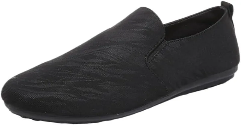 Mens Venetian Loafers Shoes Solid Color Simple Cloth Flat Heel Anti-Slip Flexible Fashion Outdoor Slip-ons