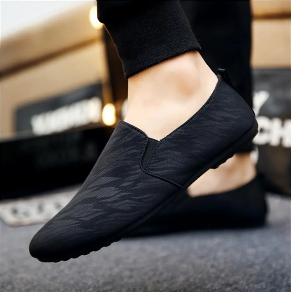 Mens Venetian Loafers Shoes Solid Color Simple Cloth Flat Heel Anti-Slip Flexible Fashion Outdoor Slip-ons