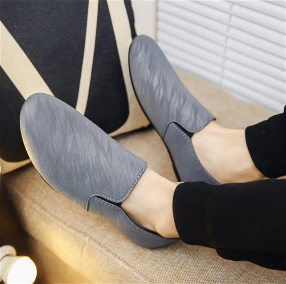 Mens Venetian Loafers Shoes Solid Color Simple Cloth Flat Heel Anti-Slip Flexible Fashion Outdoor Slip-ons