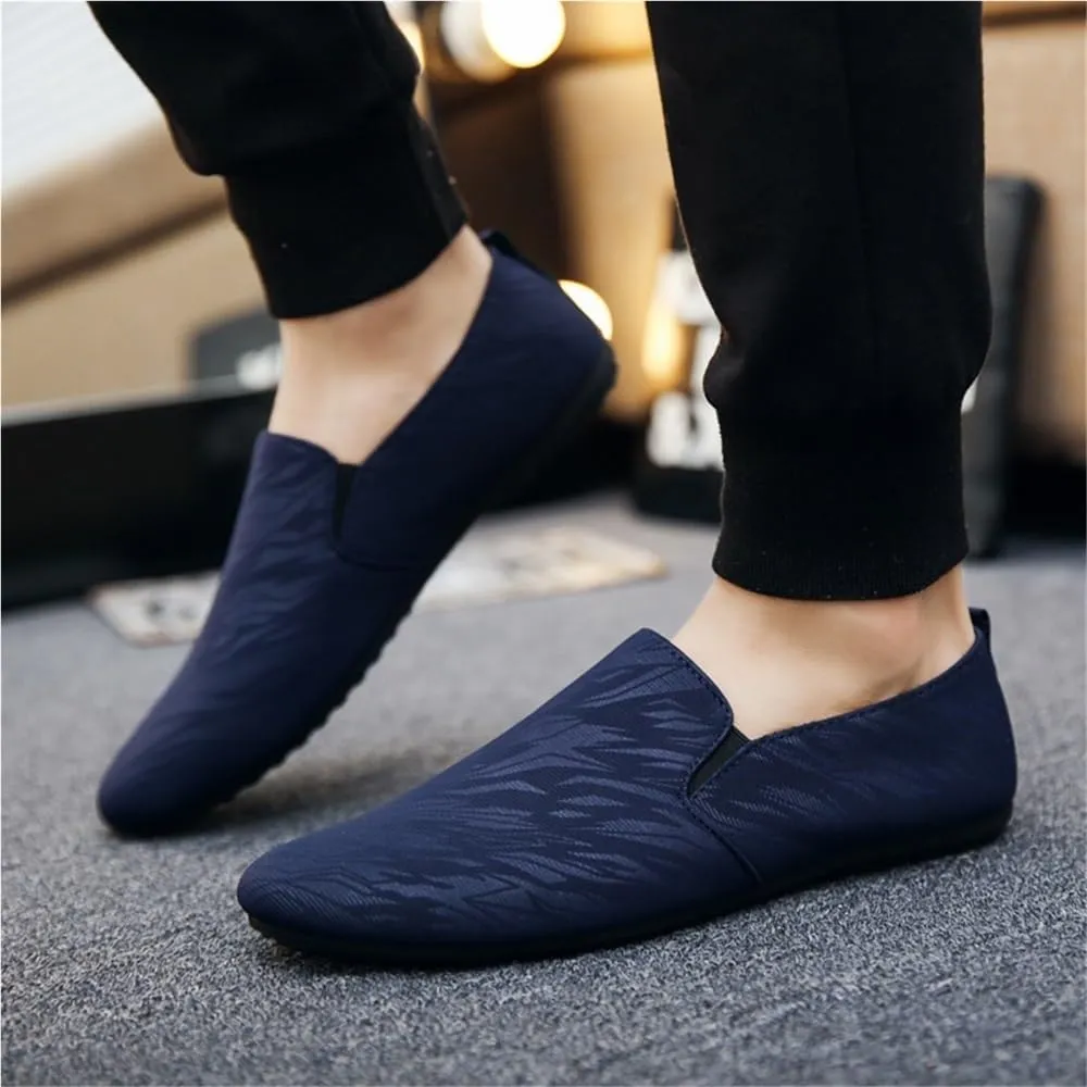 Mens Venetian Loafers Shoes Solid Color Simple Cloth Flat Heel Anti-Slip Flexible Fashion Outdoor Slip-ons