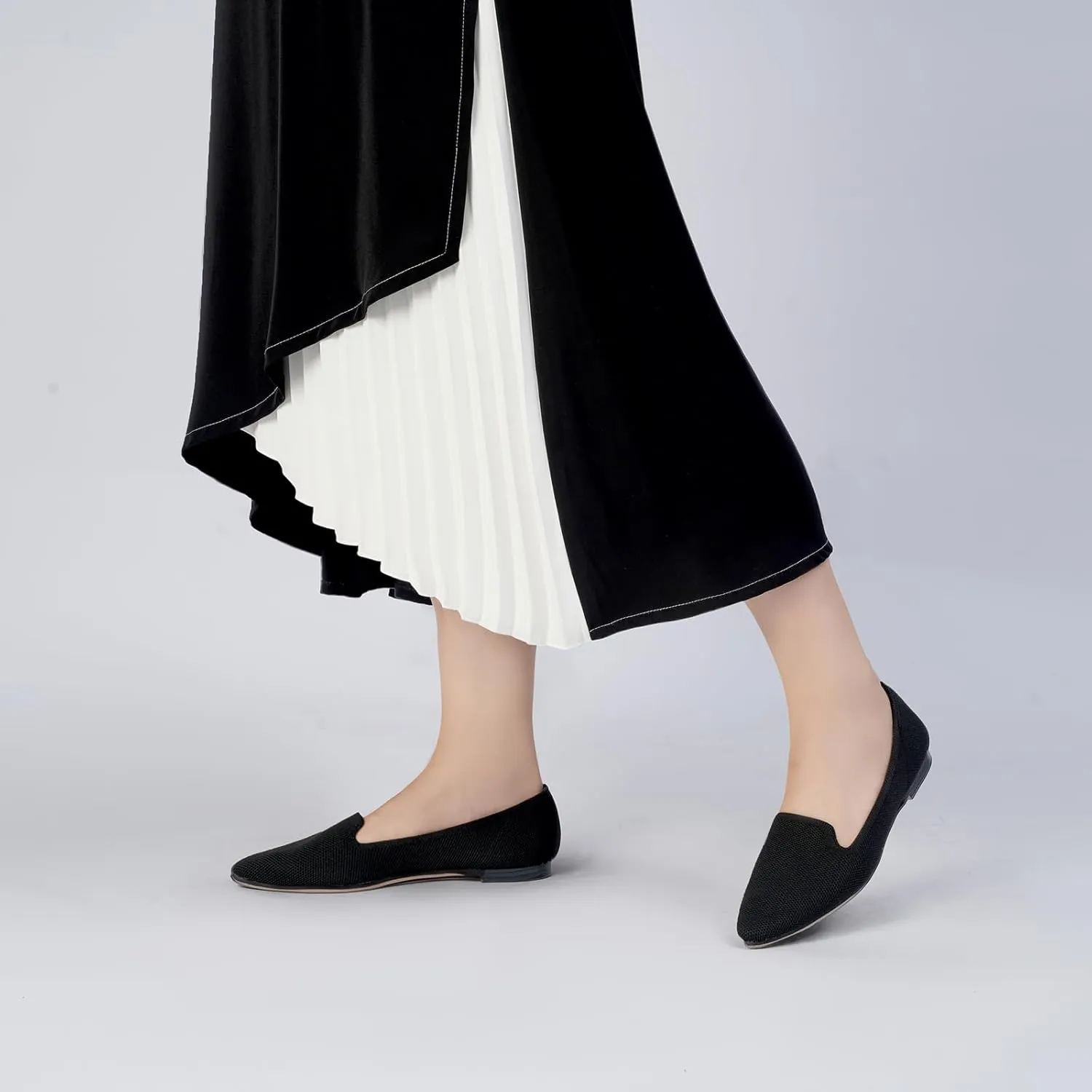 MUSSHOE Flats Shoes for Women Slip on Ballet Flats Dress Shoes Knit Flats Pointed Toe Flat Shoes for Women Comfortable Dressy Women Shoes