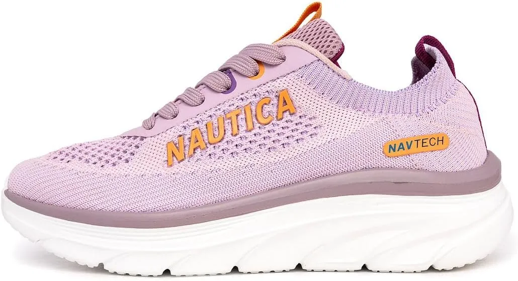 Nautica Women's Fashion Sneaker Lace-Up Running Shoe Casual Max Cushioning Walking Tennis Sneaker