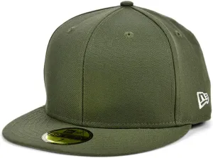New Era Blank Custom 59FIFTY Fitted Flat Bill Cap, Olive 7 1/8