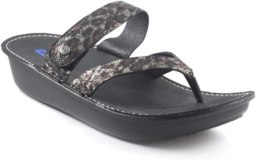 New Wolky Women's Tahiti Thong Sandal Leopardo Black 41