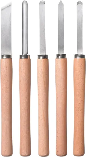 Original Einhell 5-Piece Wood Turning Chisel Set (Turning Iron Set for Wood Turning Machines, 5 Common Wood Turning Chisels in Set, Made of Solid Steel)