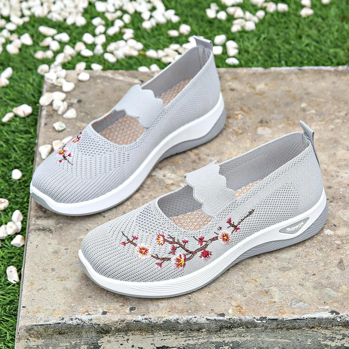 Orthopedic Shoes for Women,Women's Embroidered Flower Shoeses,Women's Woven Orthopedic Breathable Soft Shoes Arch Support,Nurse Shoeses Casual Walking Sneakers