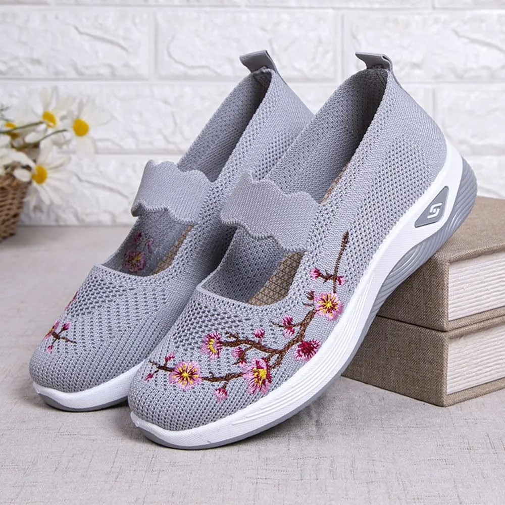 Orthopedic Shoes for Women,Women's Embroidered Flower Shoeses,Women's Woven Orthopedic Breathable Soft Shoes Arch Support,Nurse Shoeses Casual Walking Sneakers