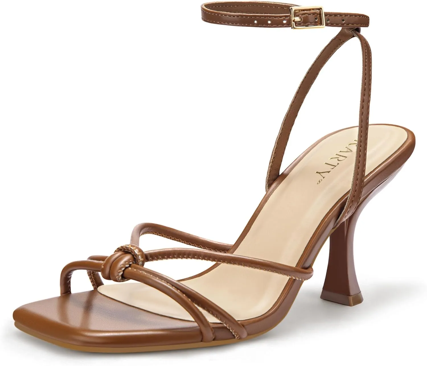 PARTY Women's Square Open Toe Strappy Heeled Sandals 3 inch Stiletto Kitten Heel with Ankle Buckle Strap, Comfortable Slingback Summer Dress Shoes