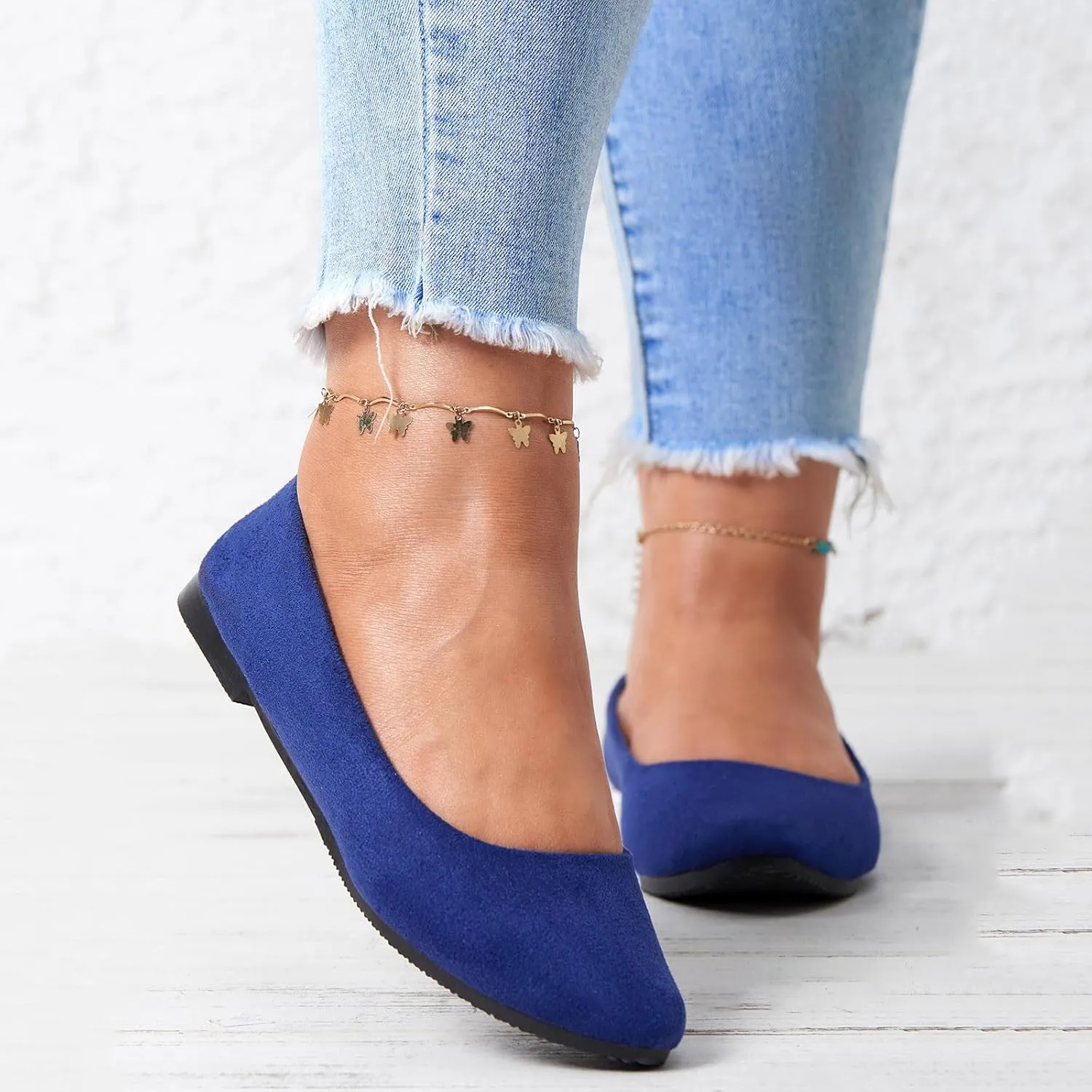 Pointed Toe Flats for Women Dressy Casual, Low Heel Dress Shoes Comfortable, Slip-on Business Work Loafer Shoes Ballet Flats