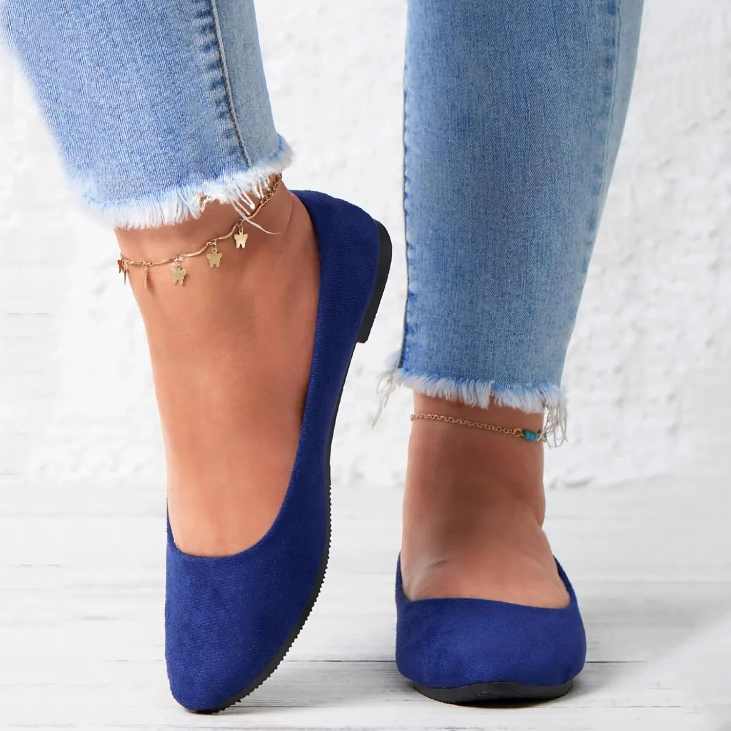 Pointed Toe Flats for Women Dressy Casual, Low Heel Dress Shoes Comfortable, Slip-on Business Work Loafer Shoes Ballet Flats
