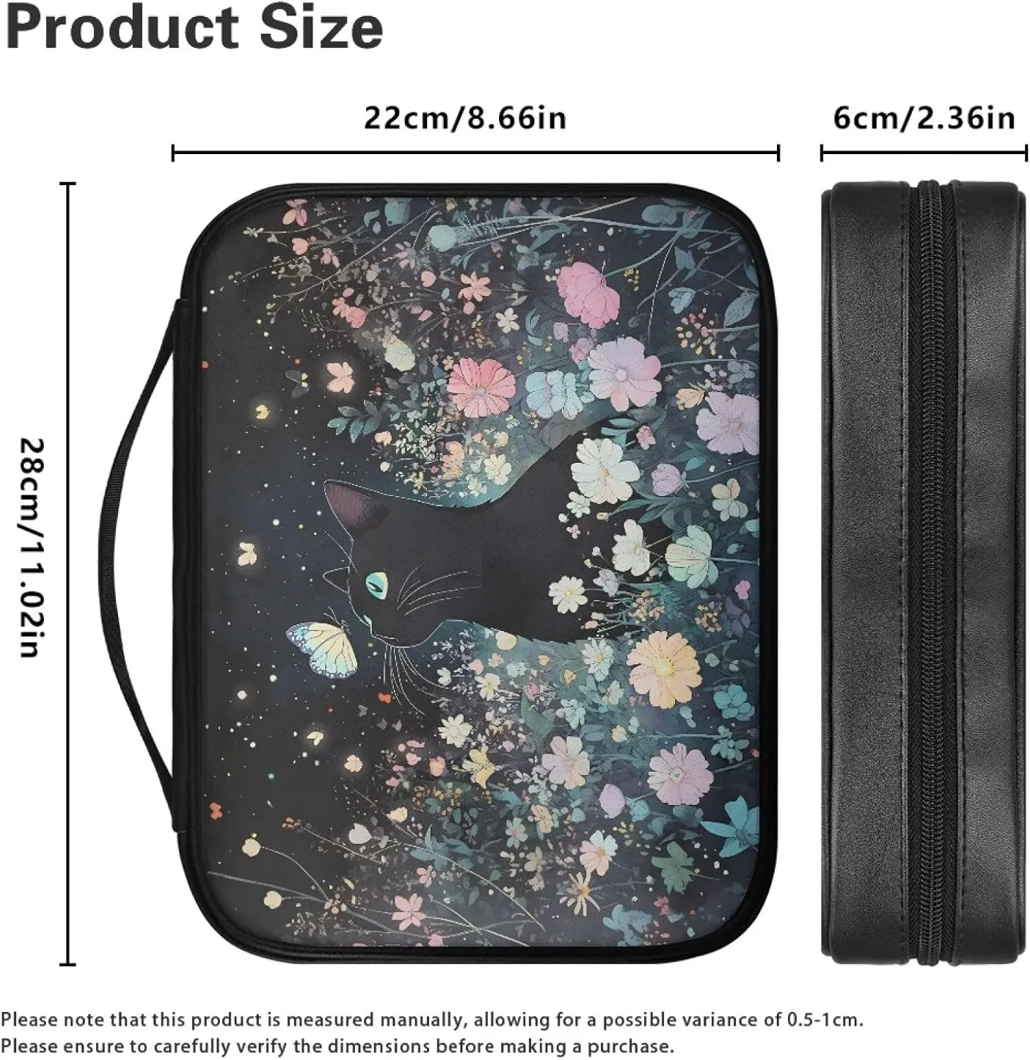 PU Simple Bible Cover With Handle for Women Men Study Bible Case Waterproof Carrying Case Bible Holder Organizer Bag
