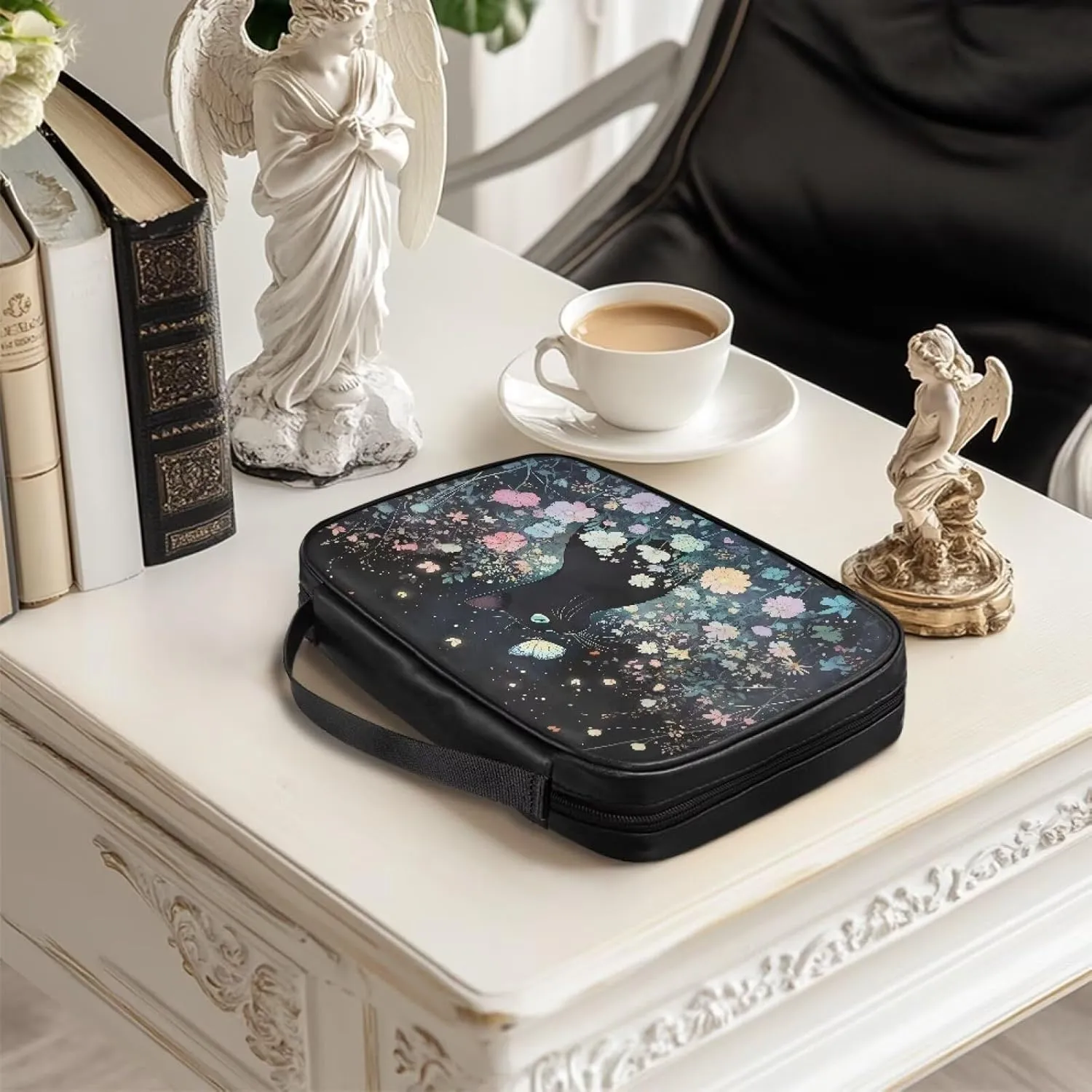 PU Simple Bible Cover With Handle for Women Men Study Bible Case Waterproof Carrying Case Bible Holder Organizer Bag