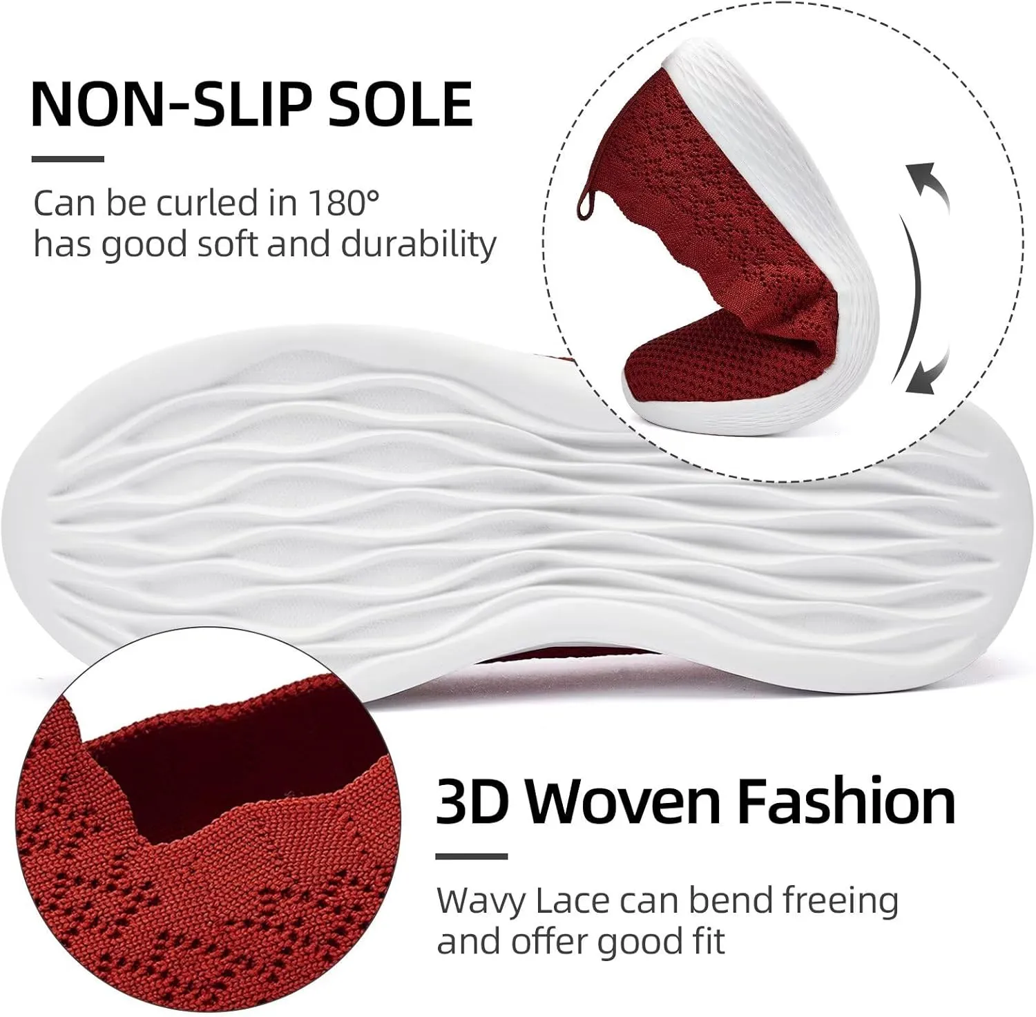 Puxowe Women's Slip on Walking Loafer Shoes-Lightweight Flat Shoes for Women Low-Top Round Toe Knit Memory Foam Sneaker