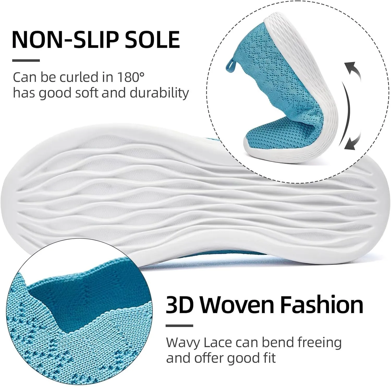 Puxowe Women's Slip on Walking Loafer Shoes-Lightweight Flat Shoes for Women Low-Top Round Toe Knit Memory Foam Sneaker
