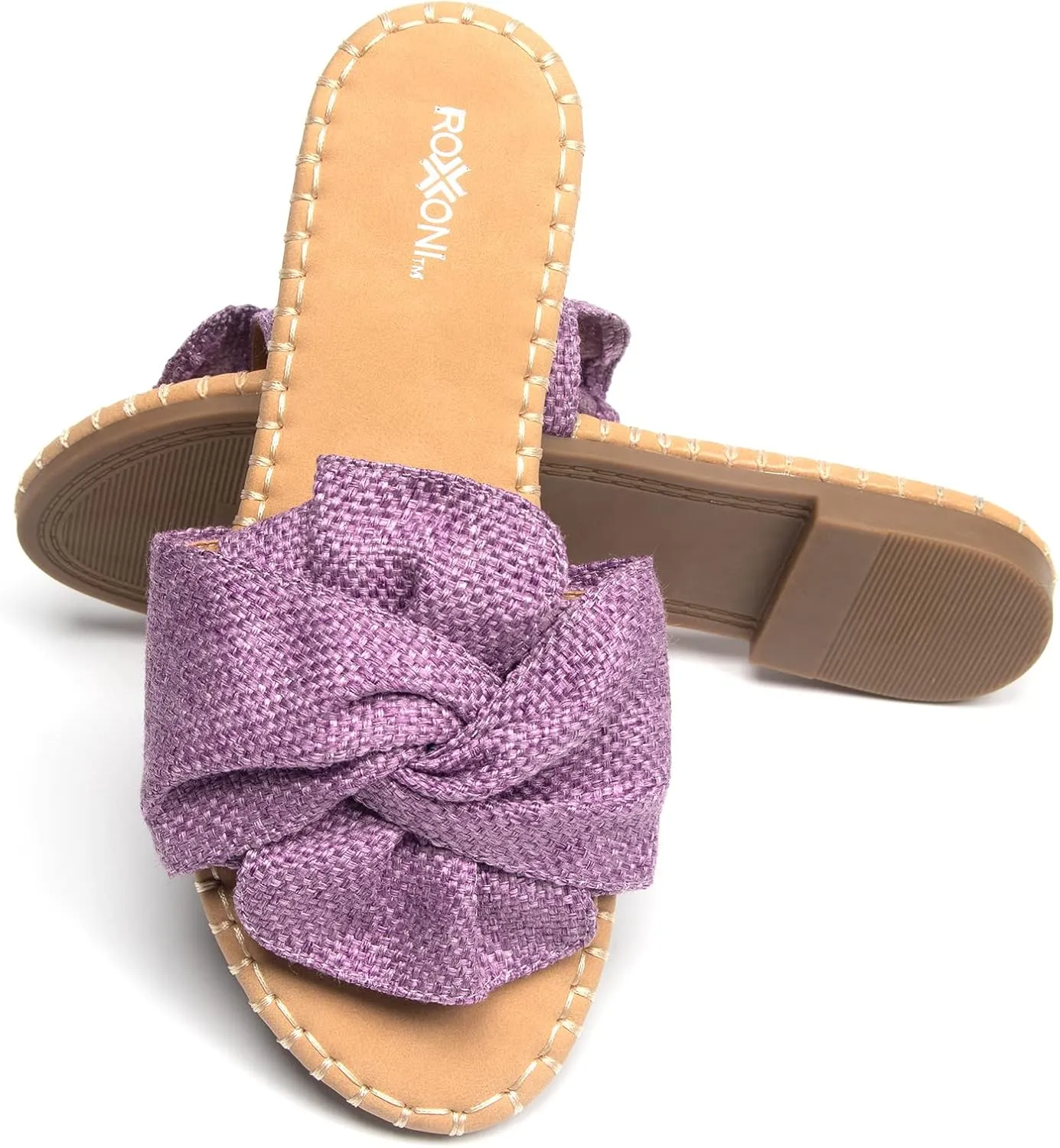 Roxoni Women Open Toe Sandal Indoor Outdoor Slides Shoes Spring Summer Slippers