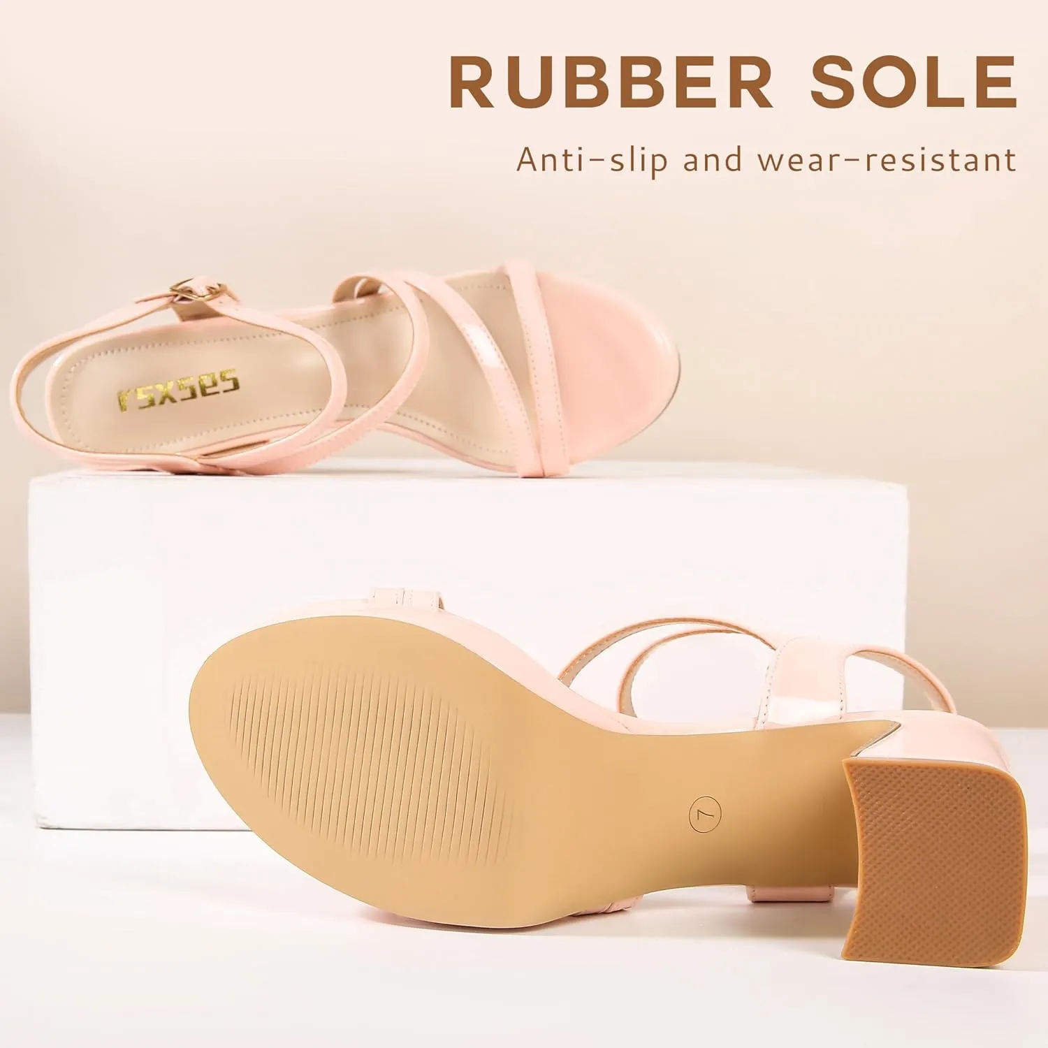 rsxses Platform Chunky Heels for Women Ankle Strap Heels Strappy Sandals with Open Toe Wedding Prom Bridal Women Dress Shoes