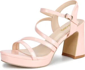 rsxses Platform Chunky Heels for Women Ankle Strap Heels Strappy Sandals with Open Toe Wedding Prom Bridal Women Dress Shoes