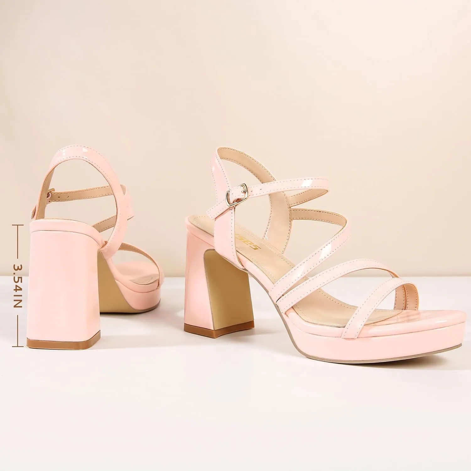 rsxses Platform Chunky Heels for Women Ankle Strap Heels Strappy Sandals with Open Toe Wedding Prom Bridal Women Dress Shoes