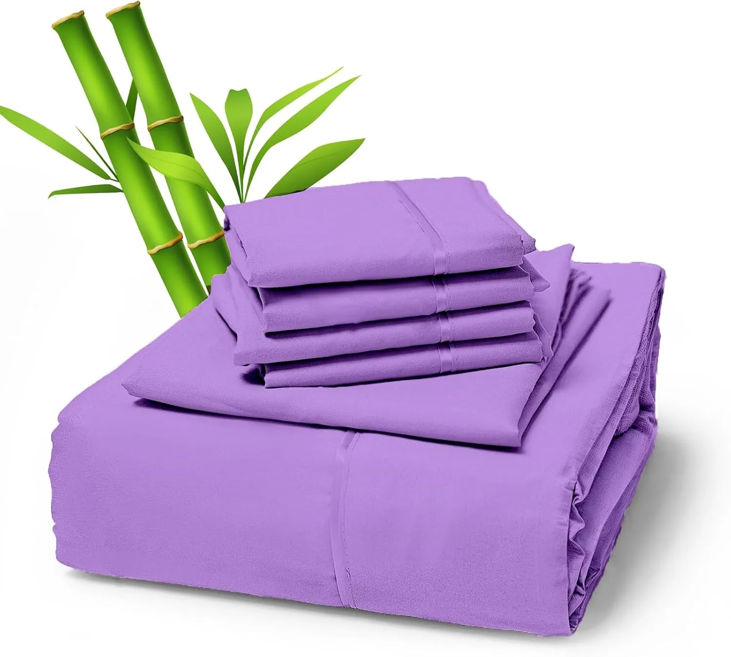 Sacred Thread 6 PC Rayon Derived from Bamboo Bed Sheets Set, Vegan, Cooling, and Organic Bedding for Home and Hotels,  50 Vibrant Colors for Cooling Bed Sheets
