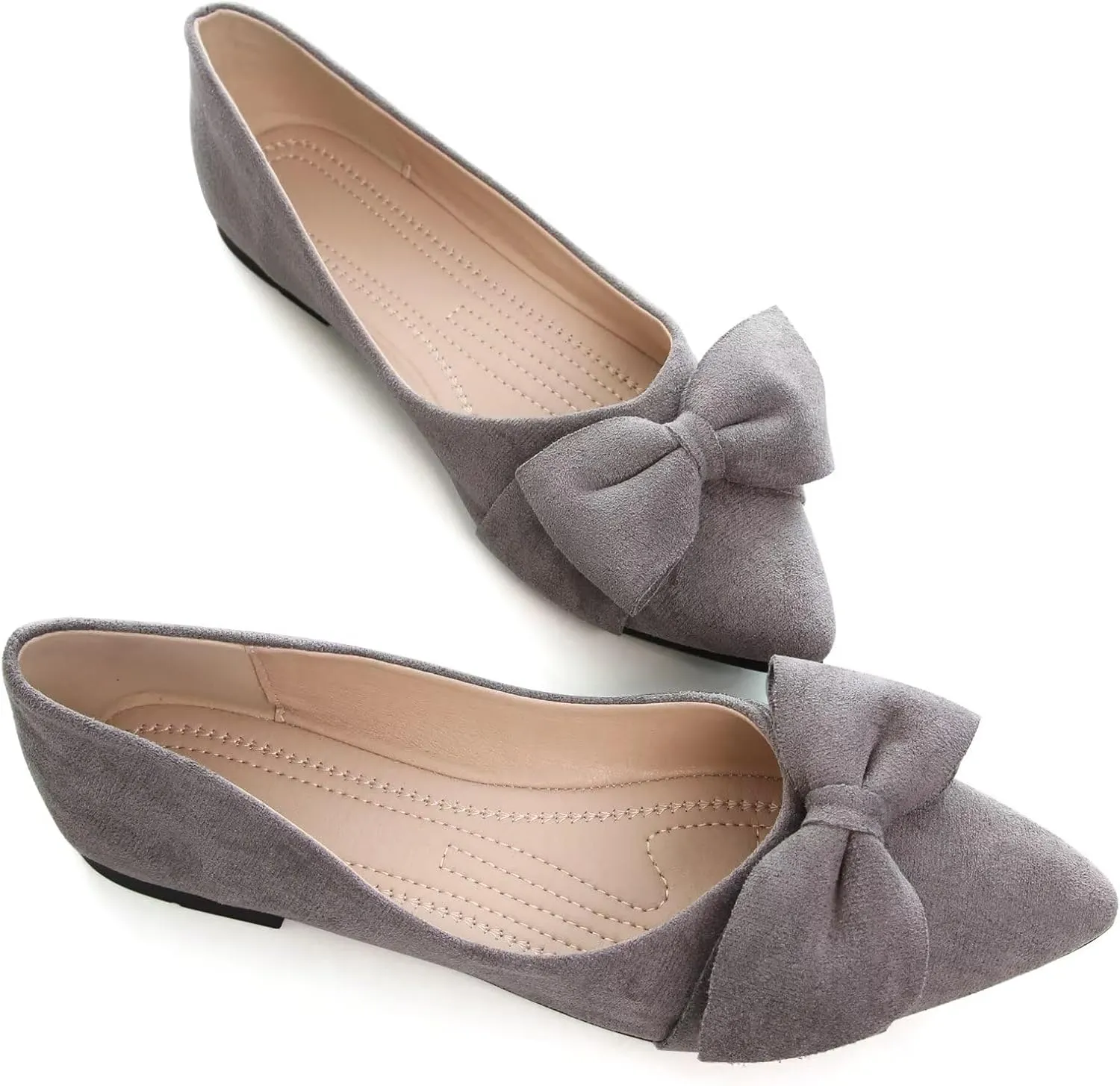 SAILING LU Ballet Flats for Womens Shoes Pointy Toe Cozy Flat Shoes Suede Comfortable Dressy Shoes Wear to Work Slip-on Moccasins