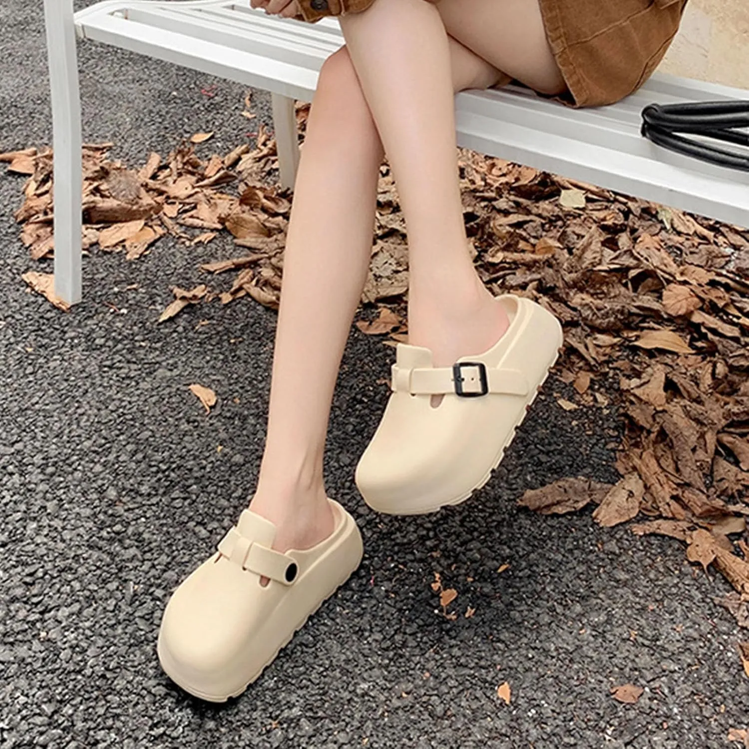 SALIGNA Women's Platform Clogs Adjustable Buckle Non Slip Sandals Slip On Clog Slippers Garden Shoes Outdoor Beach Shoes