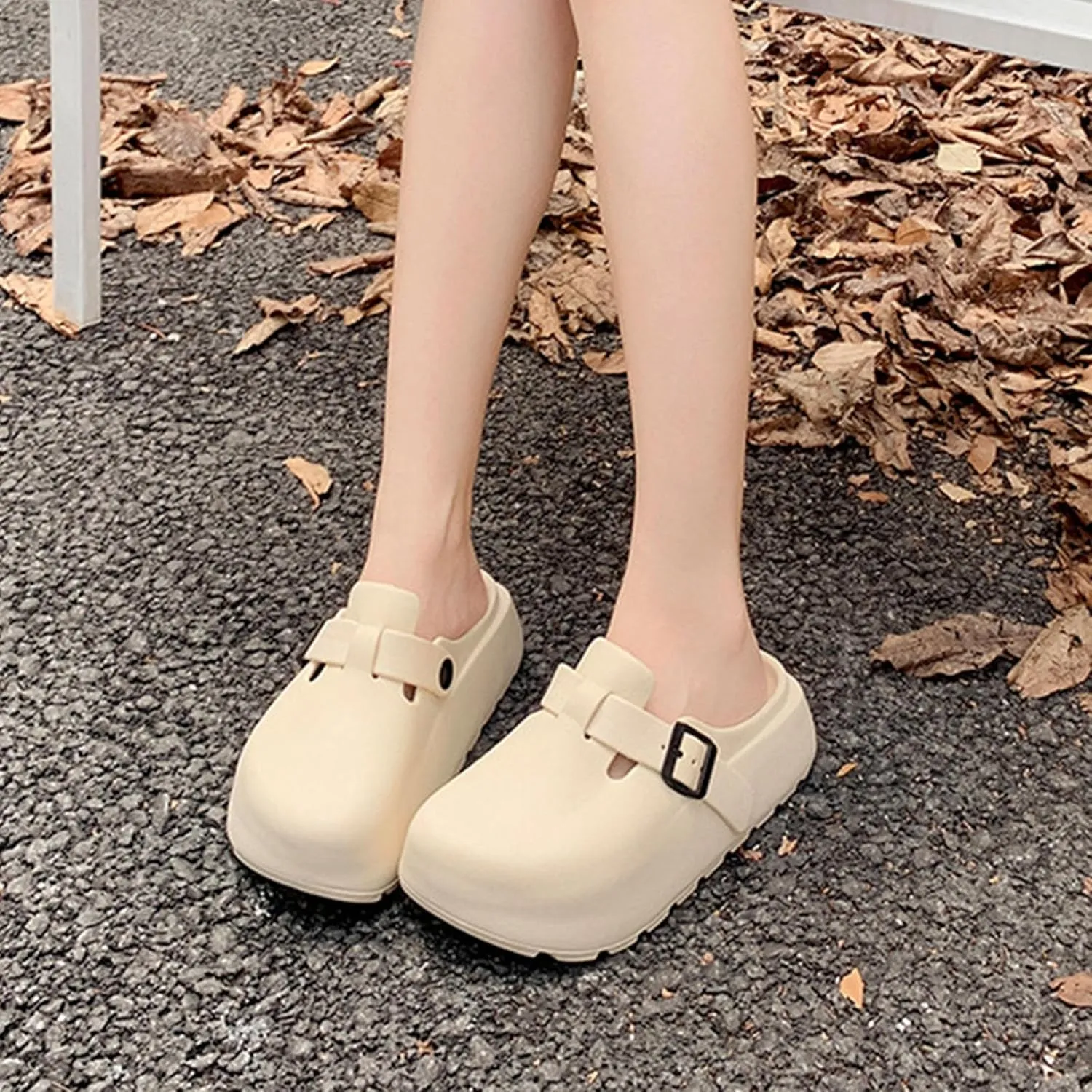 SALIGNA Women's Platform Clogs Adjustable Buckle Non Slip Sandals Slip On Clog Slippers Garden Shoes Outdoor Beach Shoes