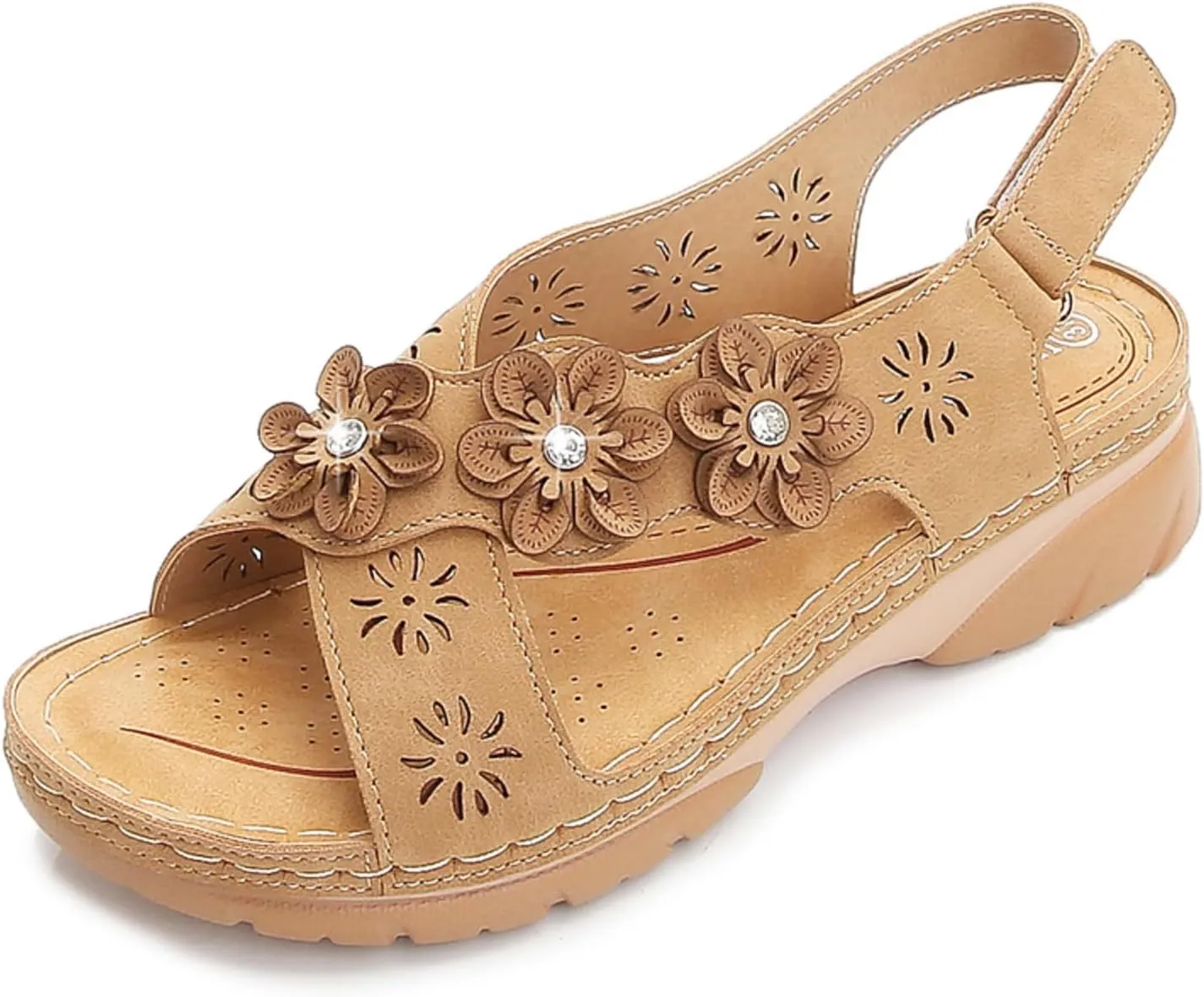 Sandals for Women Orthopedic Shoes: Comfortable Summer Platform Wedge Sandal Dressy Casual Walking Wedges Shoes Open Toe Sandals with Adjustable Hook Loop