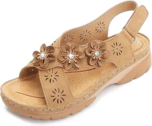Sandals for Women Orthopedic Shoes: Comfortable Summer Platform Wedge Sandal Dressy Casual Walking Wedges Shoes Open Toe Sandals with Adjustable Hook Loop