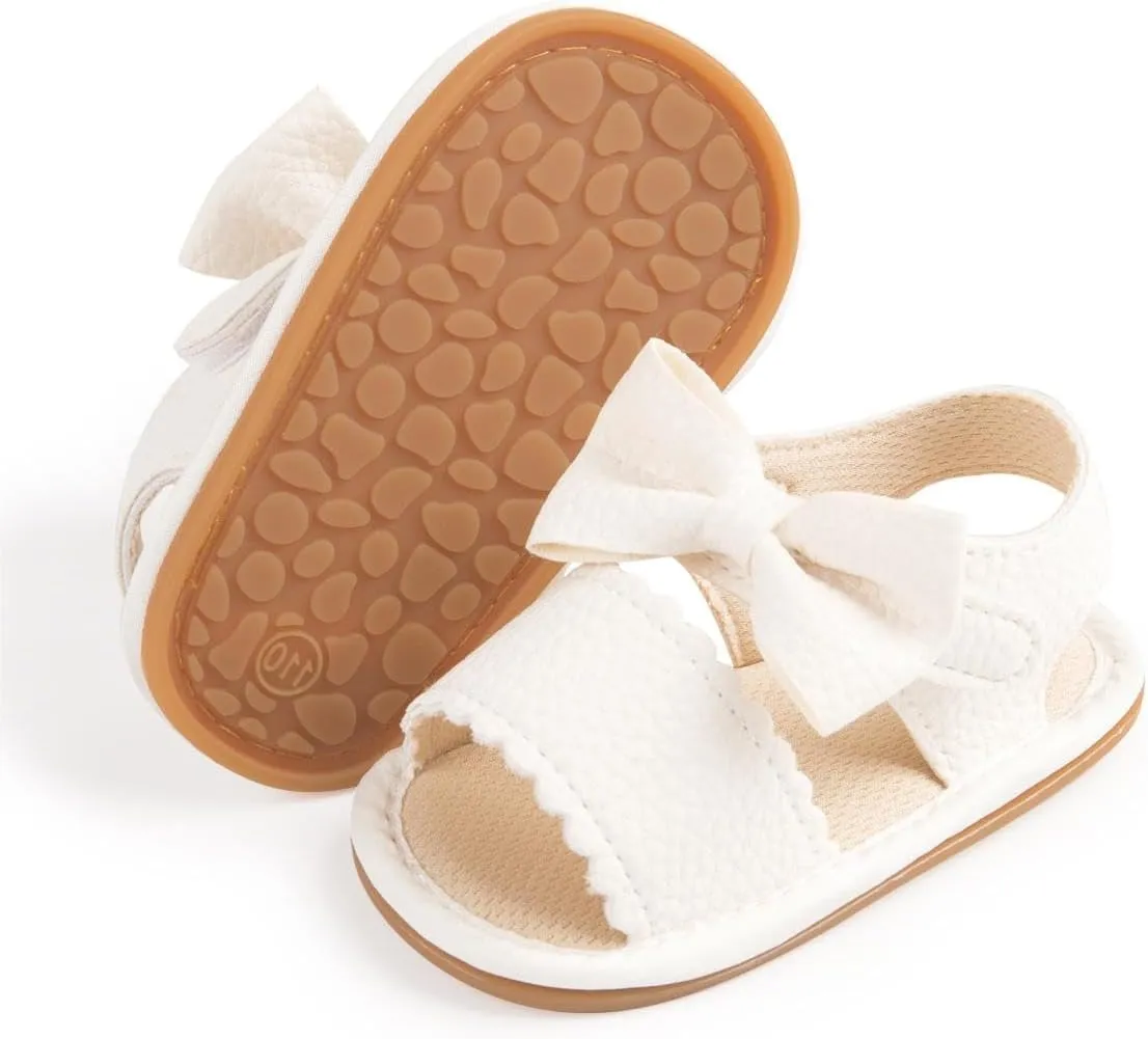 Sawimlgy Baby Girls Boys Sandals Summer Flowers Shoe Rubber Sole PU Leather Mesh Infant Toddler First Walkers Princess Dress Outdoor Shoes