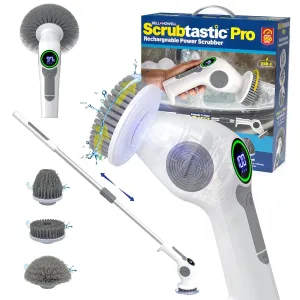 SCRUBTASTIC PRO Electric Spin Scrubber, Electric Shower Scrubber – Rechargeable, Multipurpose Extendable Tile Cleaner, Bathroom, Floor & Grout Bathtub Power Scrubber with 3 Rotating Brush Heads
