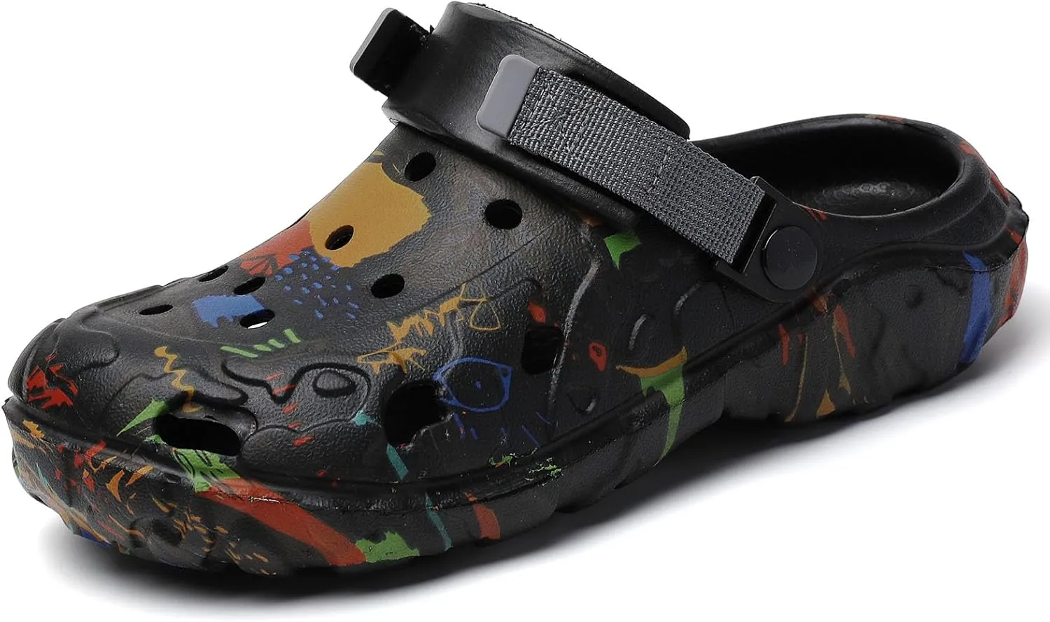 SECHRITE Womens Mens Clogs Garden Shoes Graffiti Slip On Mules Sports Sandals Unisex Adult Athletic Summer Outdoor Beach Slippers Water Shower Shoes