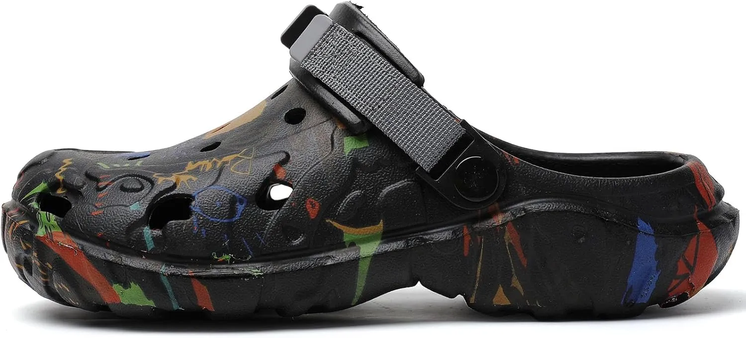 SECHRITE Womens Mens Clogs Garden Shoes Graffiti Slip On Mules Sports Sandals Unisex Adult Athletic Summer Outdoor Beach Slippers Water Shower Shoes
