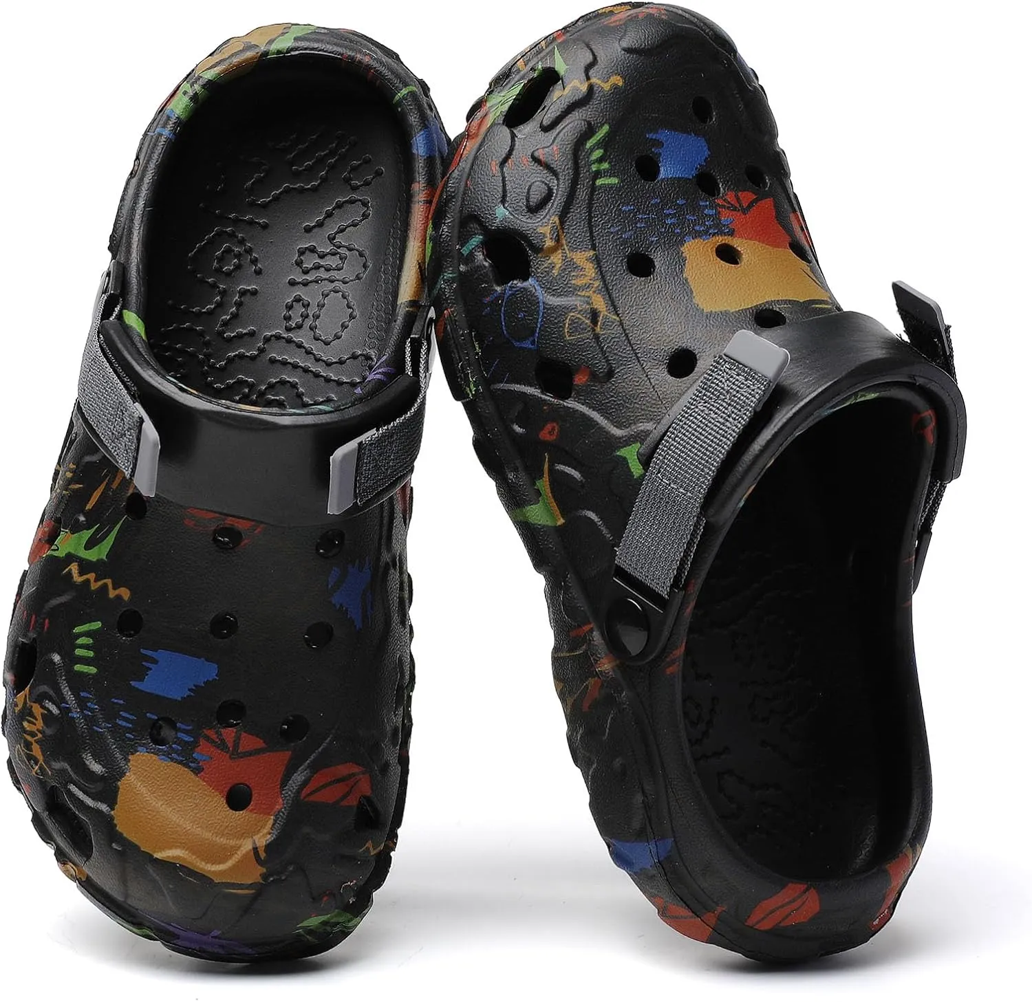 SECHRITE Womens Mens Clogs Garden Shoes Graffiti Slip On Mules Sports Sandals Unisex Adult Athletic Summer Outdoor Beach Slippers Water Shower Shoes
