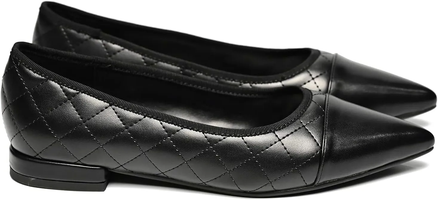 SHODENSE Women Casual Cap Toe Flats Slip on Pointed Toe Ballet Flats Two Tone 0.5" Low Flat Heel Pumps Comfort Colorblock Basic Flat Dress Shoes Work Chic Driver Flats Fall 4-11 M US