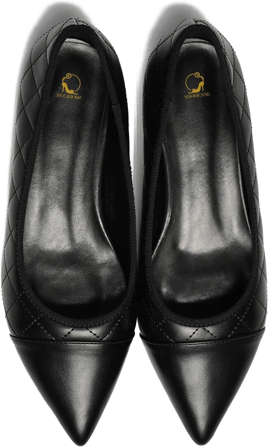 SHODENSE Women Casual Cap Toe Flats Slip on Pointed Toe Ballet Flats Two Tone 0.5" Low Flat Heel Pumps Comfort Colorblock Basic Flat Dress Shoes Work Chic Driver Flats Fall 4-11 M US