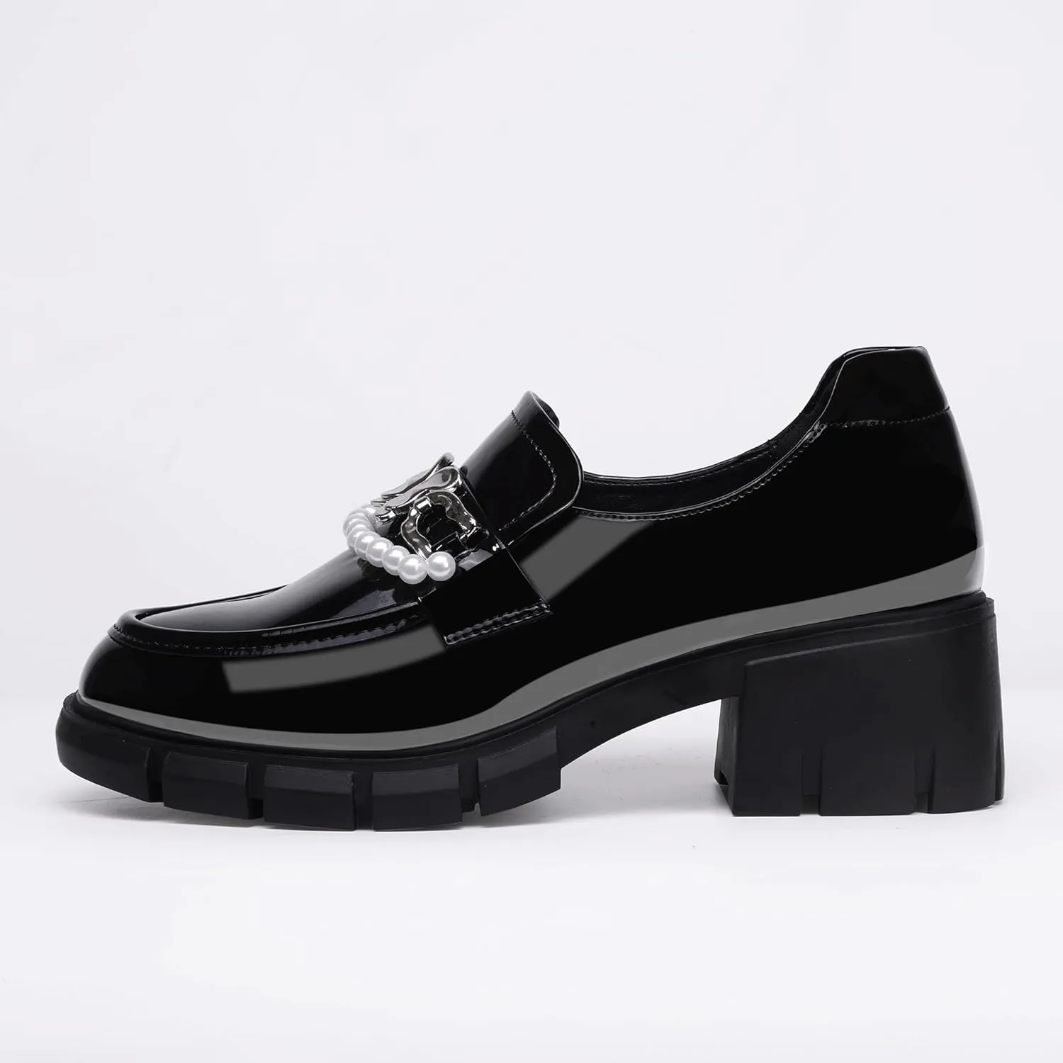 ShowHow Women's Chunky Loafers Platform Slip On Loafers Round Toe Lug Sole Loafers Business Casual Shoes for Women