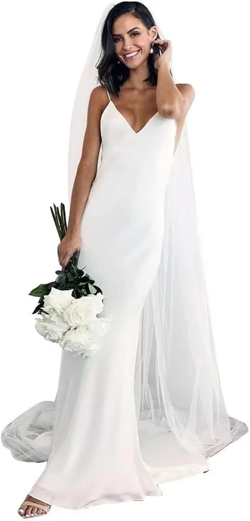 Simple Boho Wedding Dresses for Bride 2024 Mermaid Lace Spaghetti Straps V Neck Beach Bridal Gowns