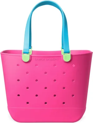Simple Modern Extra-Large Beach Bag | Waterproof Getaway Rubber Tote with Zipper Pocket for Travel, Pool, Boat, Groceries, Sports | 80s Mix