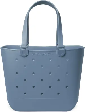 Simple Modern Extra-Large Beach Bag | Waterproof Getaway Rubber Tote with Zipper Pocket for Travel, Pool, Boat, Groceries, Sports | Blue Dune